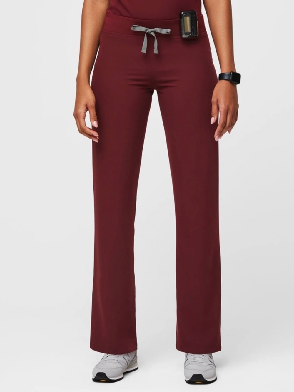 Figs Burgundy Rafaela Oversized Scrub Top High Waisted Yola Skinny Scrub Pants - Picture 2 of 3